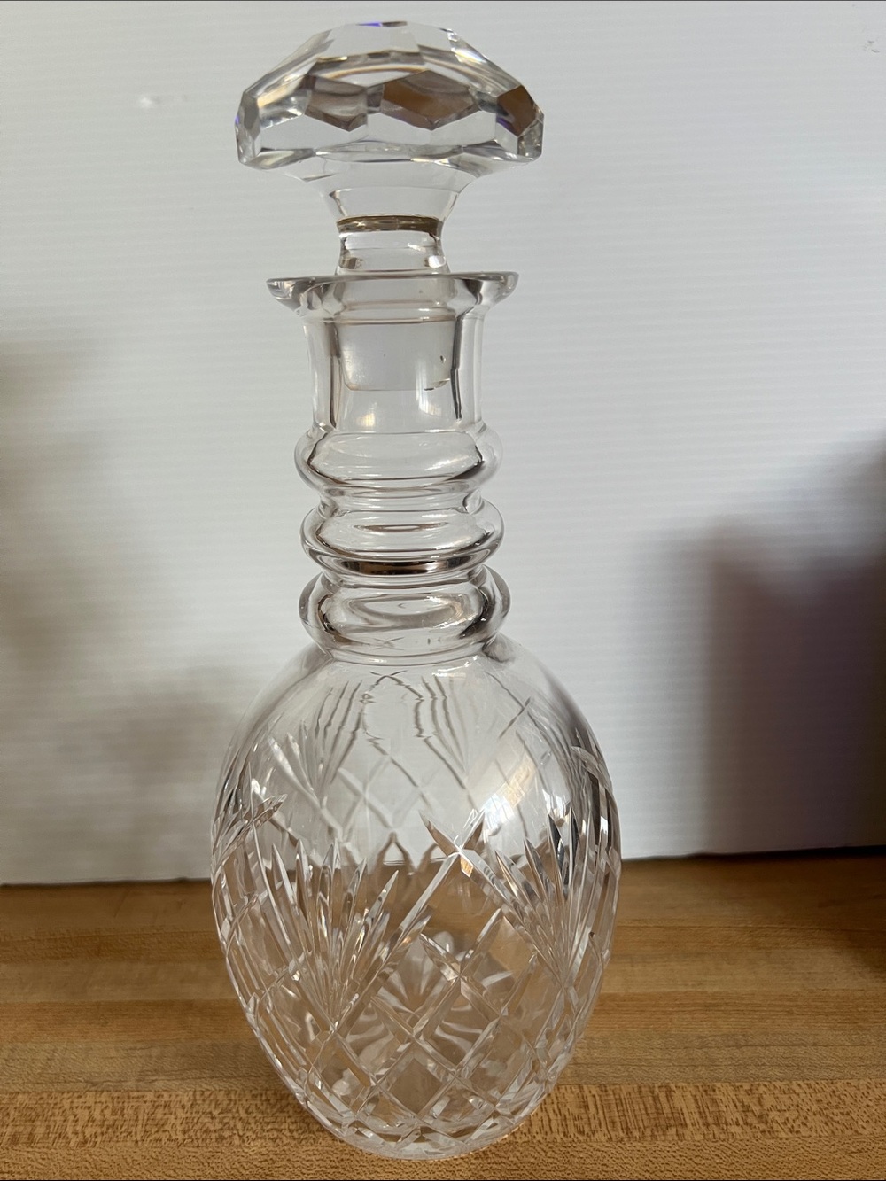 Wedgwood Clear Crystal Cut Glass Decanter with Faceted Stopper